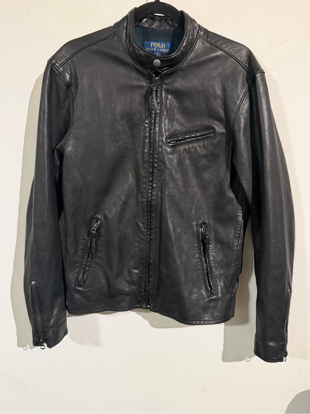 Polo by Ralph Lauren Black Leather Bomber Jacket